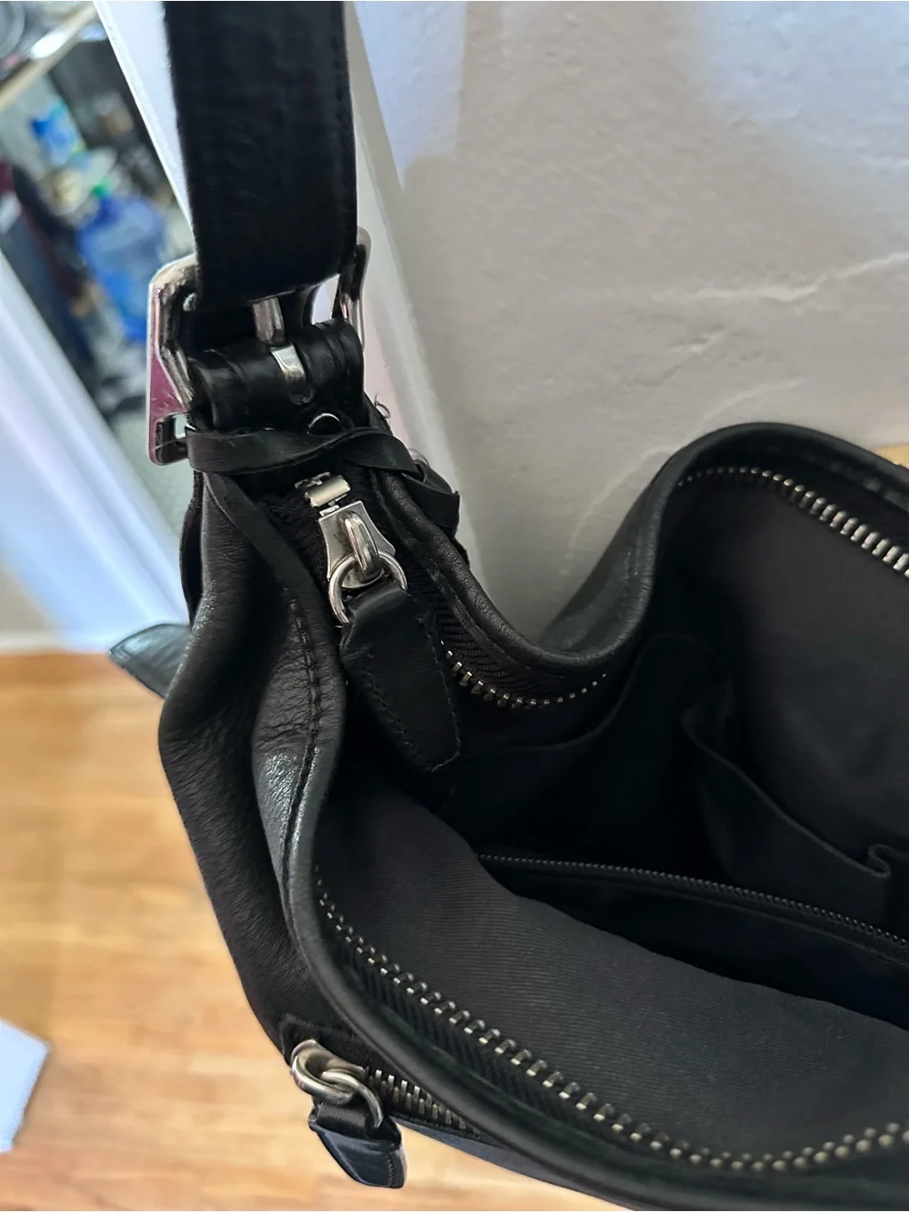Coach Black Leather Shoulder Bag with Tassels